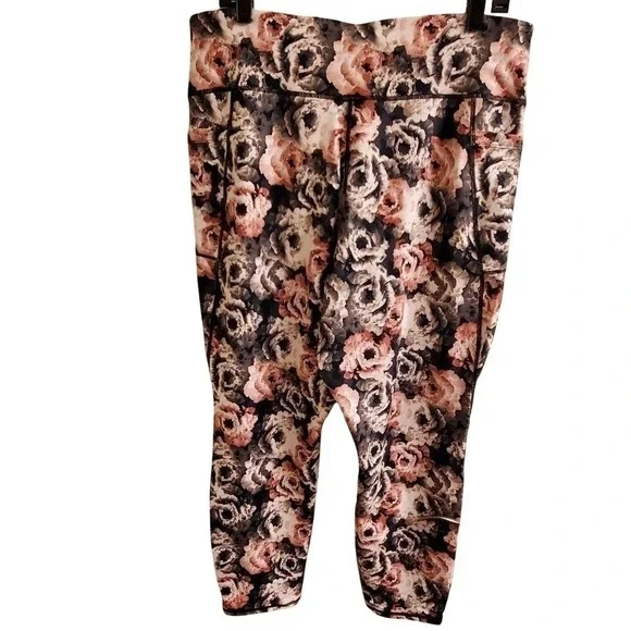 Jones New York Sport Floral Leggings Womens 2X Plus Size High Waist Pockets New - Picture 1 of 6